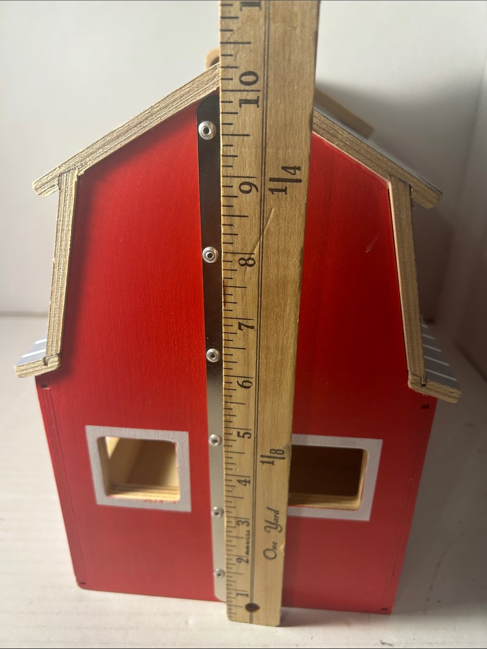 Melissa & Doug Red Wooden Barn with Gray Roof and White Trim - Picture 8 of 9